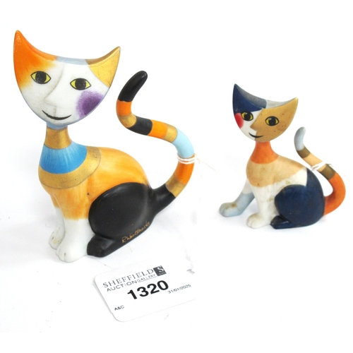 1320 - R. Wachtmeister for Goebel, Pottery Cats 'Claudia' 10cms tall and 'Franco'. (2)