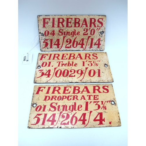 1336 - Three Early XX Century Hand Painted Cast Iron Signs for Firebars, approximately 10.5 x 20cm. (3)