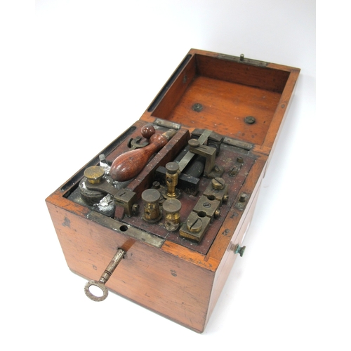 1337 - A Late XIX Century Mahogany Cased Electric Shock Machine, with a key