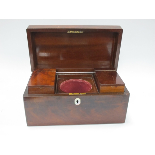 1339 - XIX Century Mahogany Tea Caddy, of rectangular form with mother of pearl escutcheon, and twin inner ... 