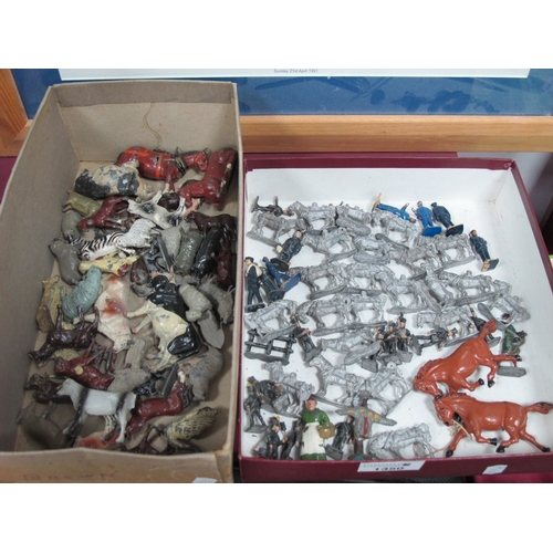 1350 - A Large Quantity of Vintage Lead Farm Animals and Pack Horses:- Two Boxes