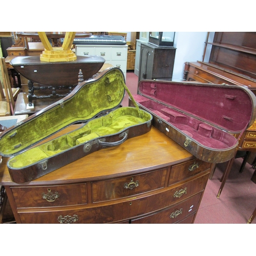 1355 - Two XIX Century Rosewood Violin Cases, one with green velvet interior, the other maroon, 78cm long (... 