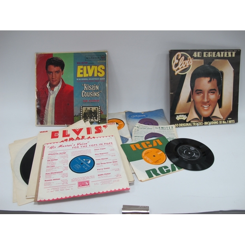 1377 - Elvis Presley 78 RPM Records- Teddy Bear, Hound Dog, All Shook Up, five singles, six long play discs... 