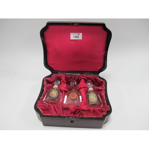 1393 - Edwardian Set of Three Perfume Bottles, each cut glass bottle complete with stoppers and labels for ... 