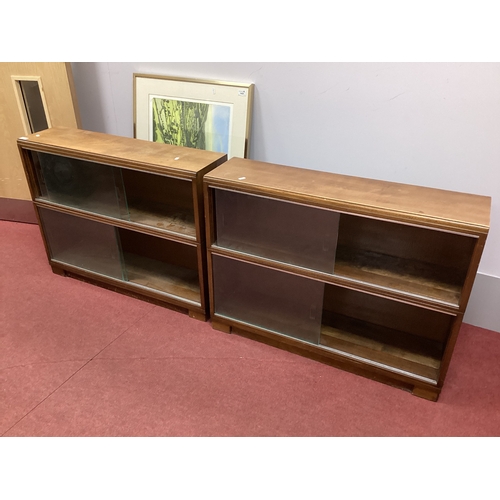 1514 - Pair of Double Height Bookcases with glass sliding door 89cm wide. (2)