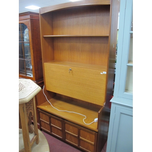 1530 - Teak Lounge Display Unit, with fall centre and panelled doors, 102cm wide