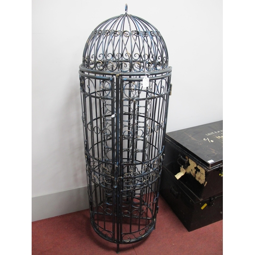 1531 - Cast Iron Dome Top Wine Rack, for thirty-three bottles, 156cm high