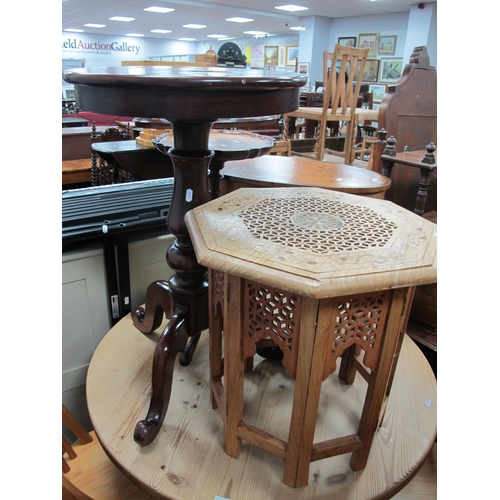 1534 - A XIX Century Mahogany Pedestal Table, wine table and an oval shaped table, Indian hardwood table, (... 