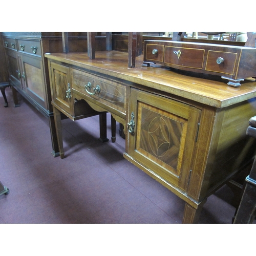 1541 - Early XX Century Mahogany Inlaid Dressing Table, with a low back, central drawer, flanking cupboard ... 