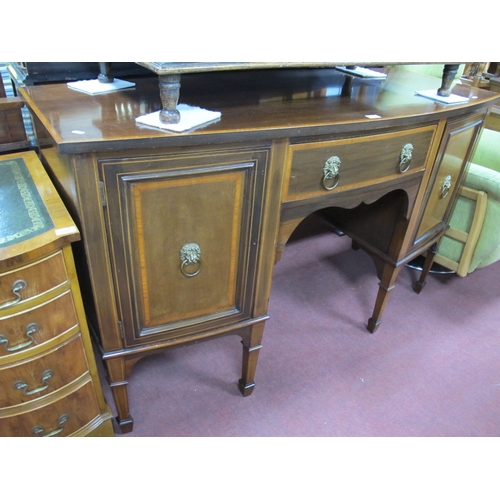 1549 - Edwardian Mahogany Inlaid Bow-Fronted Sideboard, with a crossbanded top, central drawer, flanking pa... 