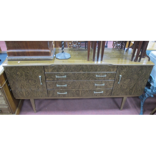 1578 - Formica Wood Effect Sideboard Circa 1970's with end cupboards flanking four drawers on tapering legs... 