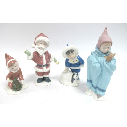 1209 - Golden Memories from Lladro figurines to include Father Christmas, child with Christmas tree, child ... 