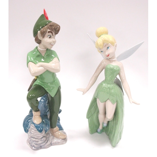 1253 - Nao Disney Collection Peter Pan and Tinkerbelle, tallest 28cm high. (2)