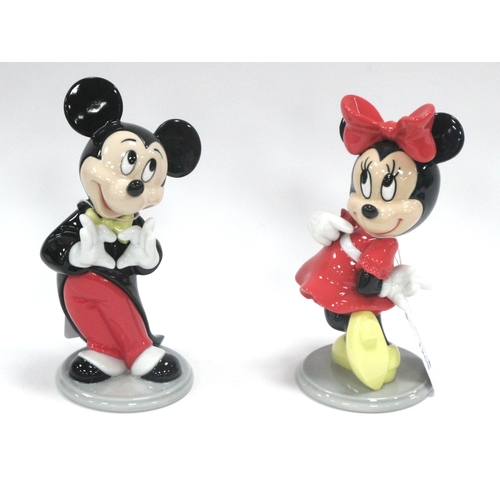 1259 - Lladro Disney Collection Mickey Mouse and Minnie Mouse, 19cm high. (2)