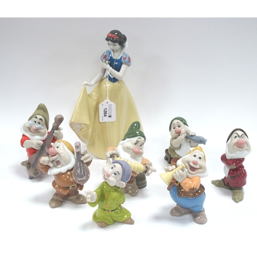 1264 - Nao Disney Collection Snow White and the Seven Dwarfs, Snow White signed 'Eva Cuewa' to base 26.5cm ... 