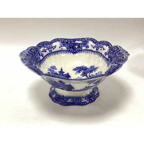 1146 - Ashworth Octagonal and Woodwards 'Ferrara' blue and white fruit bowls, Pedestal Comport, Delft Oil B... 