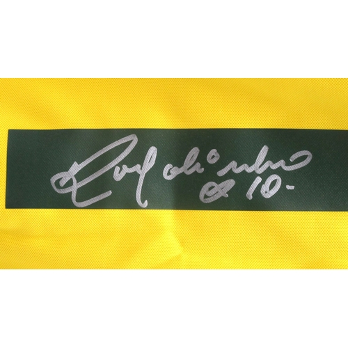 1346 - Football. Ronaldinho Autograph, Silver Pen Signed (Unverified) on the Reverse of a Yellow Brazil Shi... 