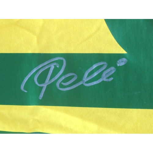 1362 - Football. Pele Autograph, Silver Pen Signed (Unverified) on the Reverse of a Yellow Brazil Shirt, wi... 