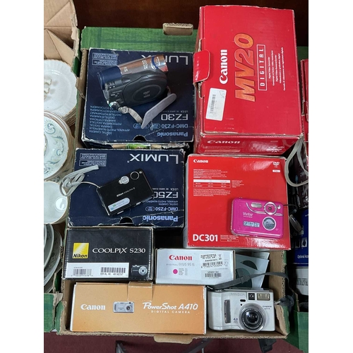 1073 - Cameras - Sony Handycam PCR-SR75E, Canon MV550, MV20, DC301, etc:- Two Boxes.