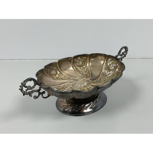 11A - A Victorian Hallmarked Silver Twin Handled Footed Bon Bon Dish, Samuel Walton Smith, Birmingham 1891... 