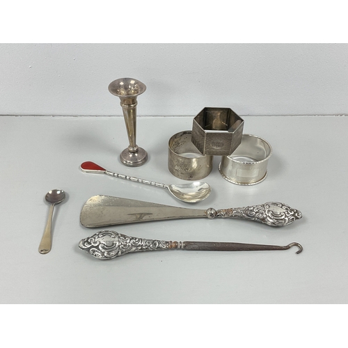 17 - A Collection of Hallmarked Silver Items, to include a Ralph Weston inlaid finial coffee spoon with b... 