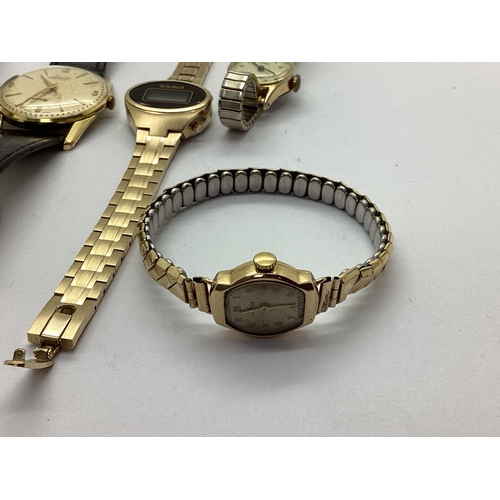 198 - Avia Vintage 9ct Gold Cased Ladies Wristwatch, on an expanding bracelet; Accurist vintage gent;'s wr... 