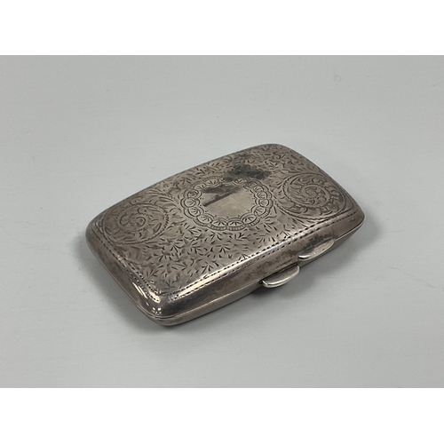 21 - An Edwardian Hallmarked Silver Cigarette Case, JHW, Birmingham 1908, of rectangular form with allove... 