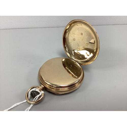 221 - Limit; A 9ct Gold Cased Openface Pocketwatch, the signed white dial with black Roman numerals and se... 