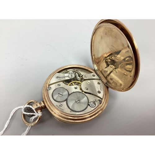 221 - Limit; A 9ct Gold Cased Openface Pocketwatch, the signed white dial with black Roman numerals and se... 