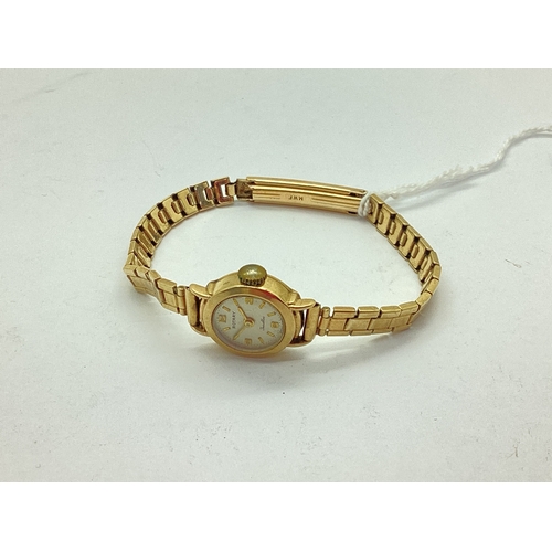 224 - Rotary; A 9ct Gold Cased Ladies Wristwatch, to brick link style bracelet with 9ct gold clasp.