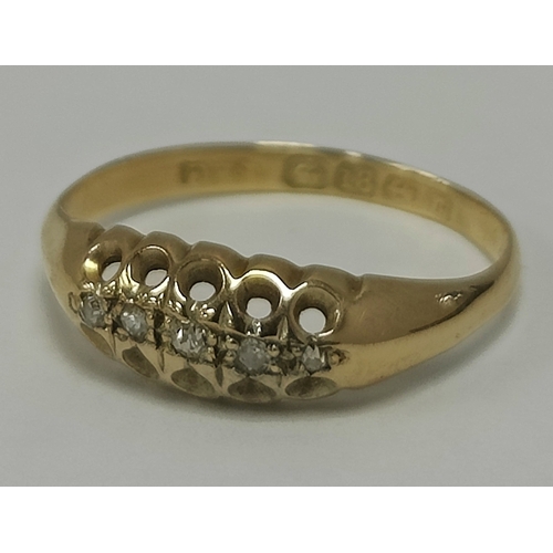 33 - A Dainty Antique Five Stone Diamond Ring, Birmingham 1916 (finger size J) (1.3grams).