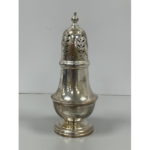 3A - A Hallmarked Silver Sugar Caster, Docker & Burn, Birmingham 1927, of plain baluster form with pierce... 