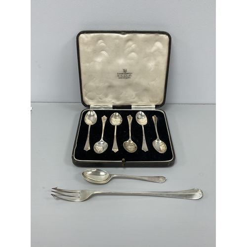 5 - A Set of Six Hallmarked Silver Demitasse Spoons, T.W&Co Ltd, Sheffield 1946, the tapered handle with... 