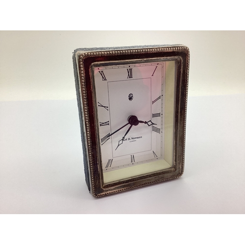 9 - Ari D Norman; A Hallmarked Silver Mounted Desk Clock, Sheffield 1998, of rectangular form with beade... 