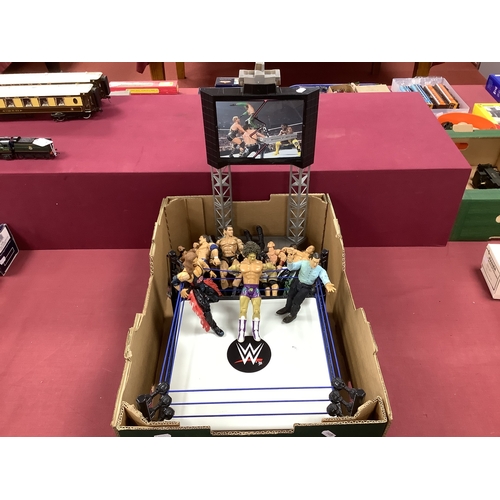 819 - Twelve WWE Plastic Action Wrestling Figures by Jakks Pacific / Mattel. Together with a WWE Smack Dow... 