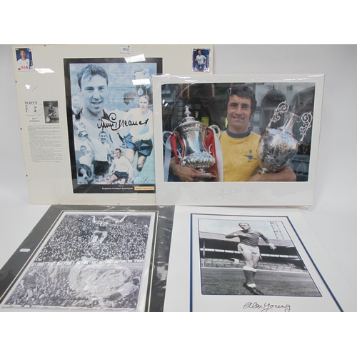 1012 - Football Autographs, Jimmy Greaves, Pat Jennings and Martin Peters as a montage. Frank McLintock, Da... 