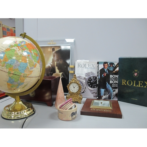 1039 - Omega, James Bond Casino Royale Advertising Sign, Rolex and James Bond information books, Guinness b... 