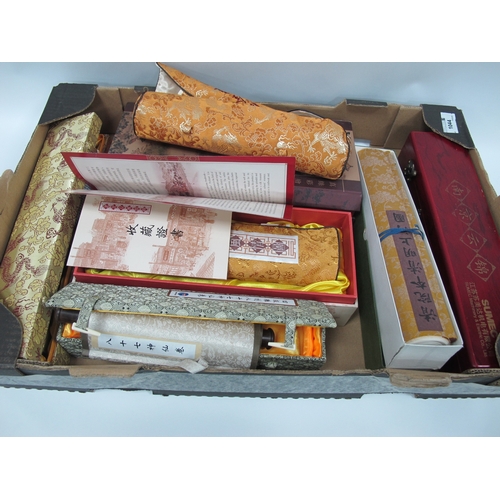 1044 - Chinese, Silk, Long Scrolls, The Summer Palace Long Silk Scrolls, etc, all boxed:- One Box.