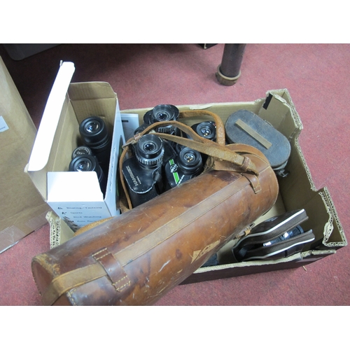 1138 - Binoculars- Hanimex 7 x 50cm, Swift 8 x 40cm, four others with Leather Cylinder:- One Box.