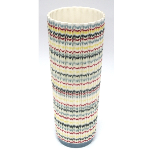 1179 - Hornsea 1960s 'Rainbow' Range Ribbed Pottery Vase, designed by John Clappison, of cylindrical form, ... 