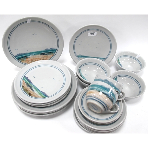 1212 - Highland Stoneware Tableware, featurig Seascapes, twenty-one, 'AP' 'Hew' Monograms.