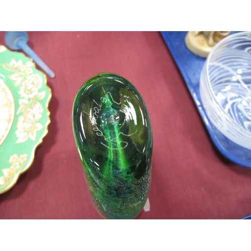 1219 - Greenhalgh Studio Glass Scent Bottle, in blue and green, featuring mountain landscape, signed under ... 