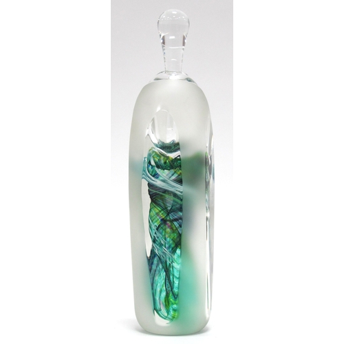 1221 - Jane Charles Studio Glass Scent Bottle of Tornado Form with Frosted Exterior, four clear panels show... 