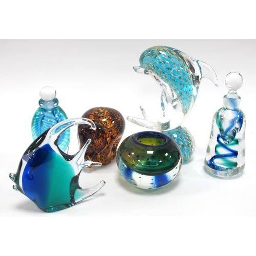 1222 - Andrew Sanders & Bettner Scent Bottles, Murano Angel Fish (Chipped), Nigel Schrodor New Zealand bowl... 