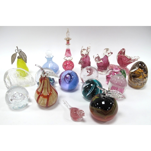 1227 - Caithness x Three, Selkirk and other glass paperweights, scent bottle, approximately eighteen:- One ... 