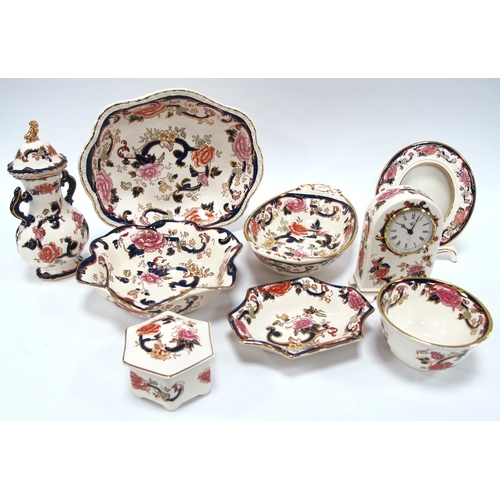 1231 - Mason's 'Mandalay' Clock, photo frame, dishes, lidded vase, hexagonal trinket box (9).