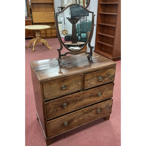 1578 - XIX Century Mahogany Chest of Drawers, with two short drawers, two long drawers, on bracket feet, 90... 