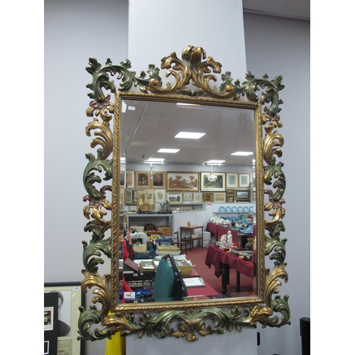 1582 - XVIII Century Style Gilt Wall Mirror with C scroll and foliage decoration with a bevelled glass 76cm... 