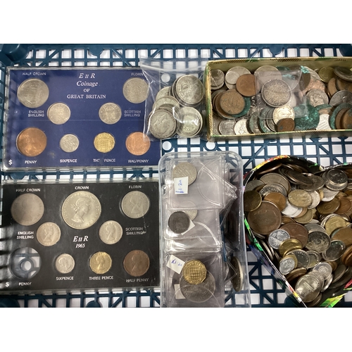 412 - Large Collection Of GB And World Coins, including GB pre 1947and XIX Century silver total weight 210... 