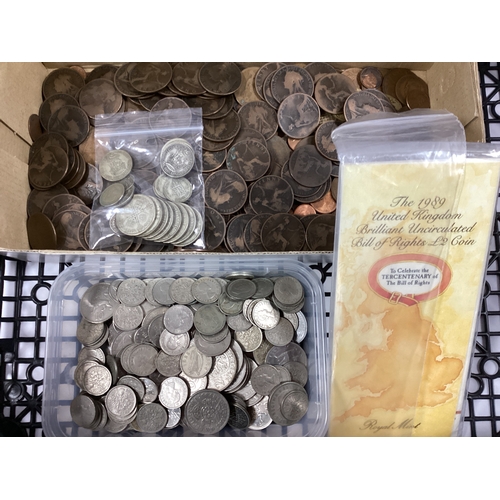 418 - Collection Of GB And World Coinage, including GB pre 1947 silver coins total weight 135g, 1989 Royal... 